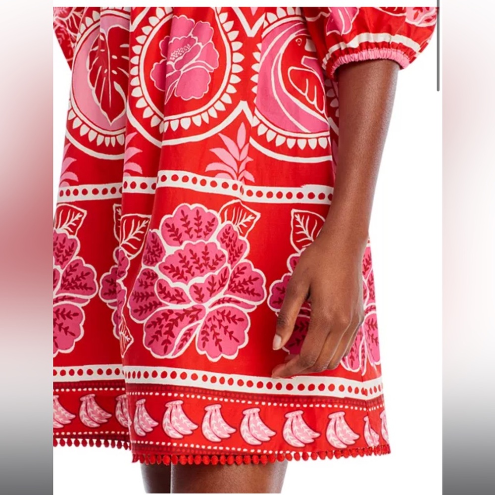 FARM Rio Mini Dress Red Summer Sunrise Organic Cotton 🩷🤍❤️ SIZE SMALL S ☀️ - Picture 6 of 10